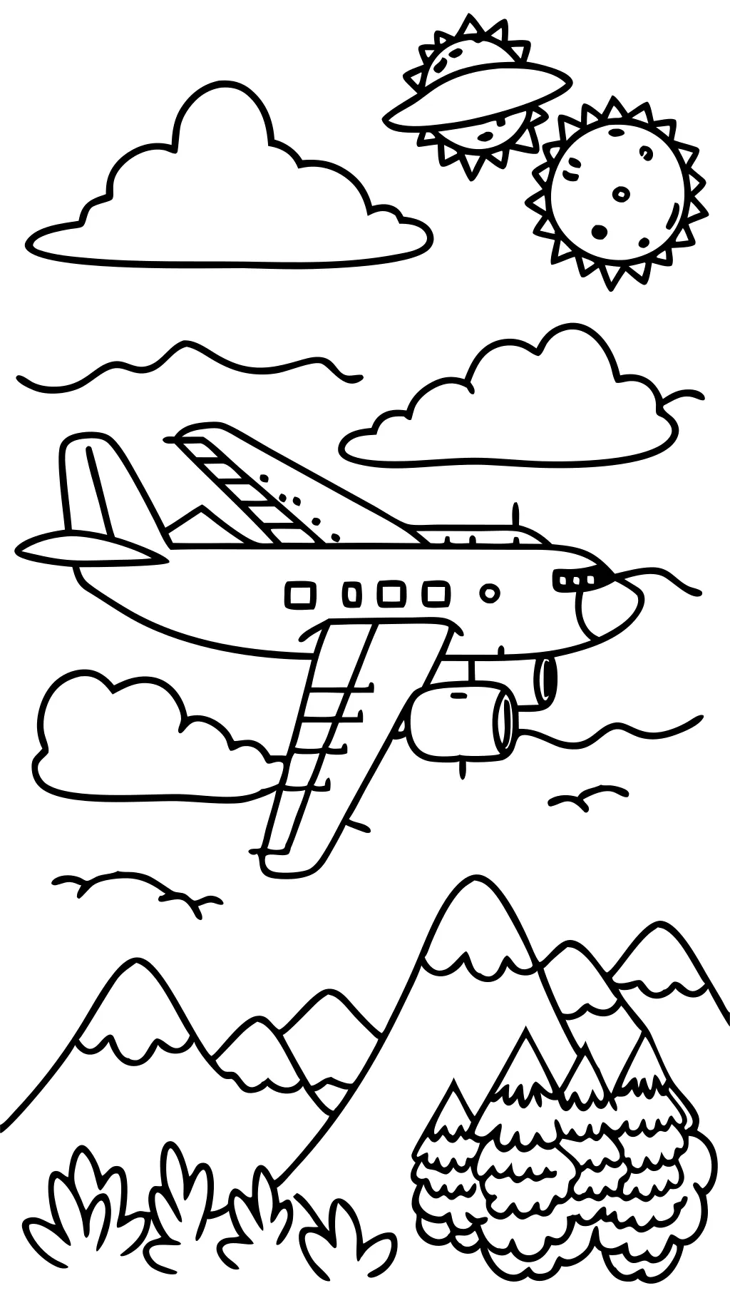 coloring page of a plane